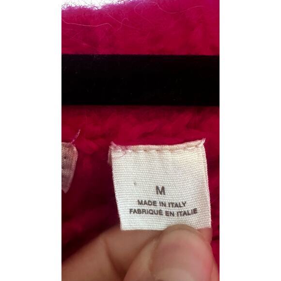 Anthropologie Sweater Sleeping on Snow Hot Pink Alpaca Open Knit Size Medium - Picture 5 of 7